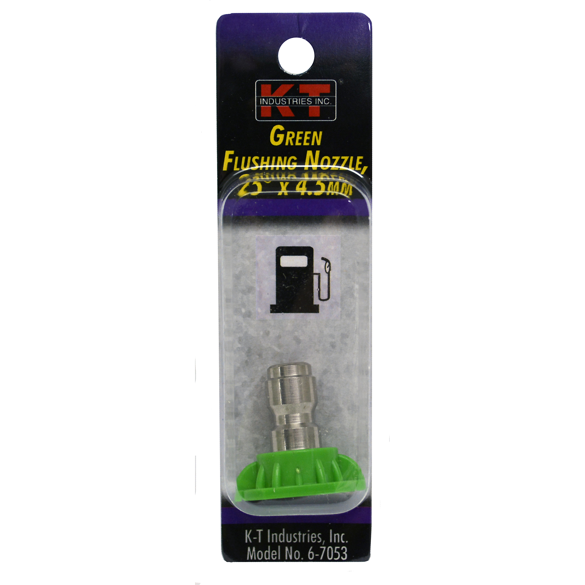 K-T Industries Green Flushing Nozzle — 25Â° x 4.5mm, 4000 PSI, Model# 6-7053